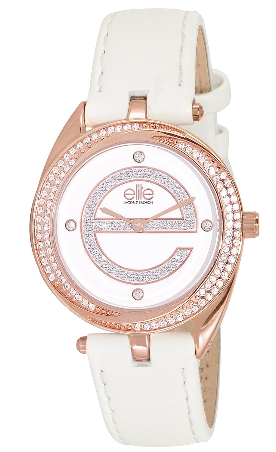elite 时尚型号 e54062g – 801女式石英 analogue watch-white face